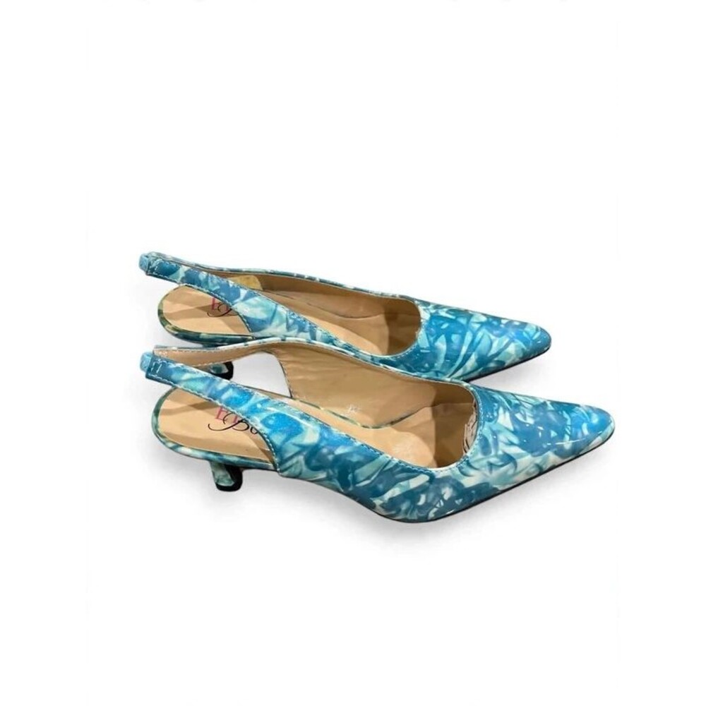 EX Boutique Blue Marbled Pointed Toe Kitten Heel - Womens 8W NWOT - Picture 7 of 7